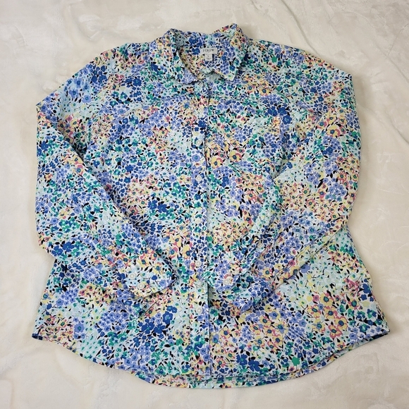 J.Crew Colorful Floral Button-Up Shirt. Size Large 100% Cotton - Picture 3 of 11